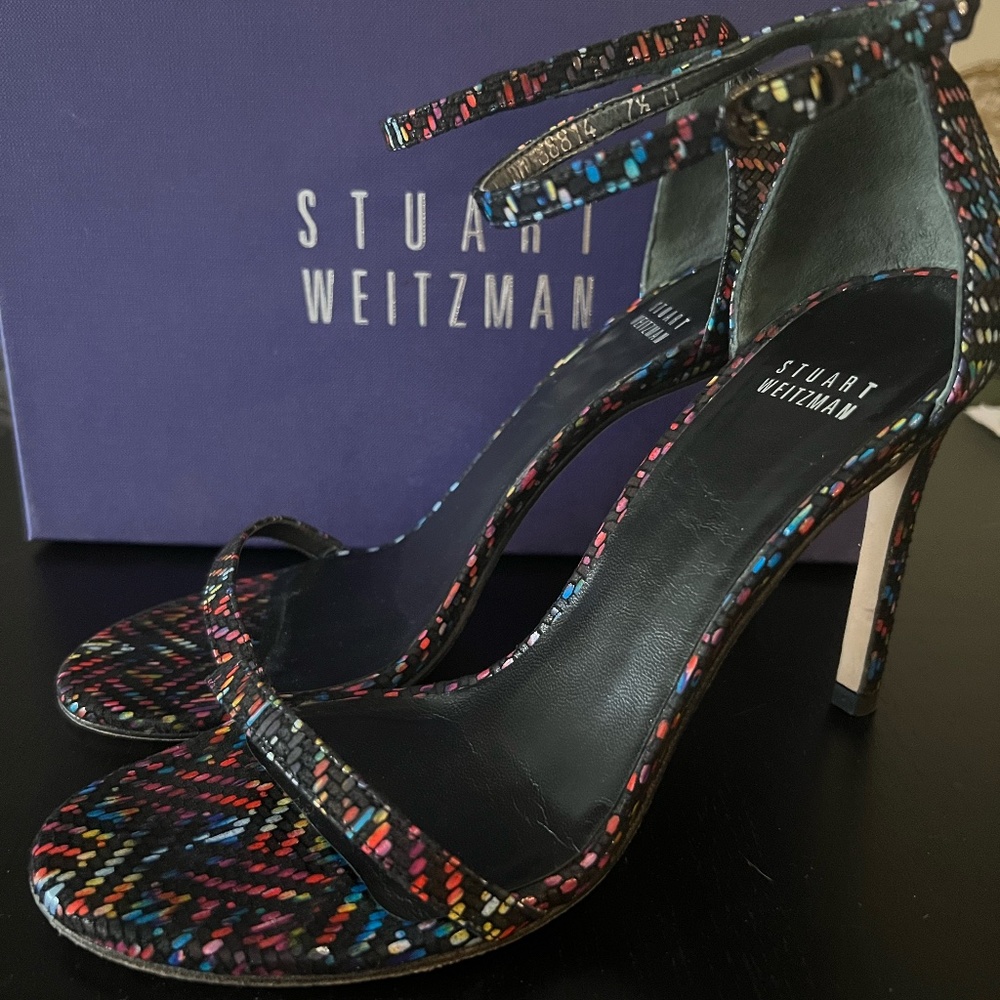 Stuart Weitzman Nudistsong Multi Technicolor Napi Heels – Size 7.5 M – Like New